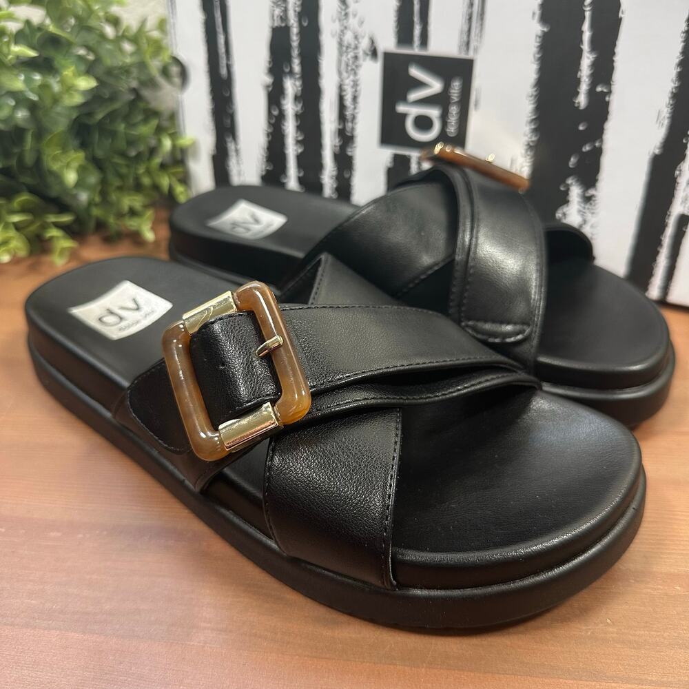 DV by Dolce Vita Women's Usha Black Slide Sandals Size 8 - Picture 2 of 5
